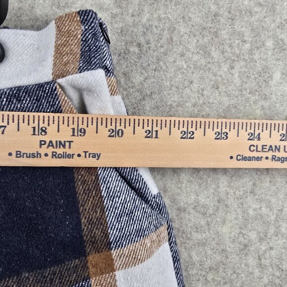 Plaid Polyester Checkered Pants Navy Blue/Brown Colorway Wide Leg Zip Closure - Picture 7 of 8